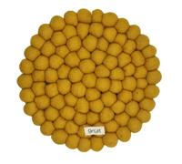 Grült Home Trivet - Felt Trivet for Cups, Pots, Pans and Cups, Hand-Felted in Nepal (Yellow, Circle 20 cm)