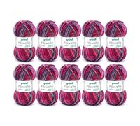 Gründl 2614/42 coloured felt wool value pack: 10 balls 50 g each, wool, lila-bordeaux-anthrazit multicolor, 31 x 32 x 6 cm