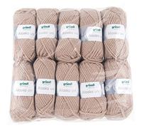 Gründl Alaska Plain Knitting and Crochet Yarn with Wool-like Character 80% Polyacrylic and 20% Wool 100g/75m Needle Size 10mm - 12mm 10 x 100g Sand 40cm x 37cm x 11cm
