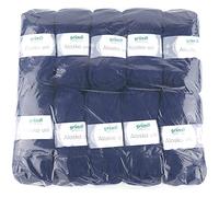 Gründl Alaska Plain Knitting and Crochet Yarn with Wool-like Character 80% Polyacrylic and 20% Wool, 100 g / 75 m, Needle Size: 10 mm - 12 mm, 10 x 100 g, Navy