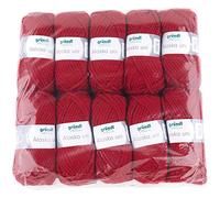 Gründl Alaska Plain Knitting and Crochet Yarn with Wool-like Character 80% Polyacrylic and 20% Wool, 100 g / 75 m, Needle Size: 10 mm - 12 mm, 10 x 100 g, Red