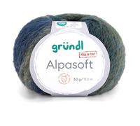 Gründl Alpaca Wool with Colour Gradient, Crochet Wool, Knitting Yarn, 63% Alpaca, 37% Polyamide, 50 g/150 m, Needle Size 6-7 mm (03 Blue-Green)