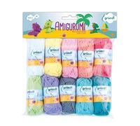Gründl "Amigurumi Crochet Set II, Multi-Colour, 10 g, 10-Piece | Thin wool for crocheting small figures, crochet yarn, 100% cotton, 10 mini balls 10 g / 23 m, needle size 3 - 4