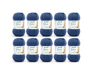 Gründl Baby Plain Knitting Yarn/Crochet Yarn (Oeko-Tex Certified Baby Wool, Durable and Easy to Care, 70% Polyacrylic, 30% Polyamide, 50 g / 150 m, Needle Size: 3.5-4.5, 10 x 50 g) Jeans