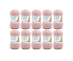 Gründl Baby Plain Knitting Yarn Oeko-Tex Certified Baby Wool, Durable, Easy to Care, 70% Polyacrylic, 30% Polyamide, 50 g/150 m, Needle Size: 3.5-4.5, 10 x 50 g, Dusky Pink