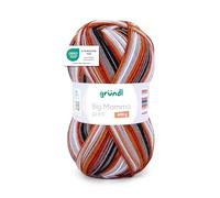Gründl Big Mamma Print Wool XXL Wool for Knitting with Colour Gradient Soft and Skin-Friendly 100% Polyacrylic 1 Ball 400 g / 1040 m Needle Size 3.5-4.5 Pumpkin Fire Red Light Grey