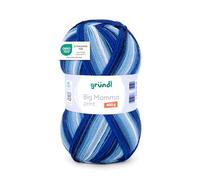 Gründl Big Mamma Print Wool - XXL Wool for Knitting with Colour Gradient - Soft and Skin Friendly - 100% Polyacrylic - 1 Ball 400 g / 1040 m - Needle Size 3.5-4.5 - Royal Blue/Jeans/Sky Blue