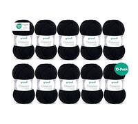 Gründl Classico Value Pack 10 Balls of Hand Knitting Yarn, Virgin Wool (Merino Superwash), 50% Polyacrylic, Black, 30 x 32 x 8 cm