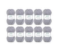 Gründl Classico Value Pack 10 Balls of Hand Knitting Yarn, Virgin Wool (Merino Superwash), 50% Polyacrylic, Anthracite, 30 x 32 x 8 cm, 1200