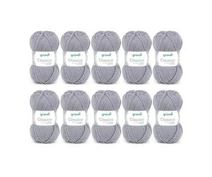 Gründl Classico Value Pack 10 Balls of Hand Knitting Yarn, Virgin Wool (Merino Superwash), 50% Polyacrylic, Anthracite, 30 x 32 x 8 cm, 1200