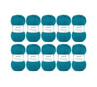 Gründl Classico Wolle (Oeko-TEX® Certified Knitting/Crochet Yarn Made of 50% Pure New Wool (Merino Superwash) & 50% polyacrylic, 50 g/120 m, Needle Size: 3.5-4.5, 10 Balls á 50 g), Petrol