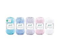 Gründl Cotton Quick Plain Wool - Fine Wool for Crochet - Knitting Yarn - Crochet Yarn - Shiny and Skin-Friendly - 100% Cotton - 5 Balls 50g / 125m - Needle Size 3-4 - Pastel