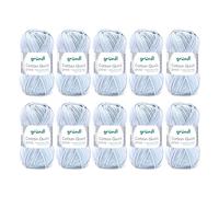 Gründl Cotton Quick Print Knitting/Crochet Yarn (Colourful Yarn Made of 100% Cotton, Oeko-TEX Certified, 50 g / 125 m, Needle Size: 3-4, 1 x 50 g), Mint-Blue-White-Grey-Mix Colour