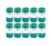 Gründl Knitting Yarn, Cotton, Green Multi-Coloured, 10 x 50g
