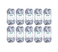 Gründl Cotton Quick Print Knitting Yarn/Crochet Yarn (Colourful Yarn Made of 100% Cotton, Oeko-Tex Certified, Needle Size: 3-4), 10 x 50 g, Black/Grey, Multicoloured