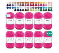 Gründl Cotton Quick Uni knitting/crochet yarn, 10 balls à 50 g (colourful yarn made of 100% cotton, OEKO-TEX certified, 50 g / 125 m, needle size: 3-4, 10 x 50 g), Pink