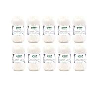 Gründl Cotton Quick Uni knitting/crochet yarn, 10 balls à 50 g (colourful yarn made of 100% cotton, OEKO-TEX certified, 50 g / 125 m, needle size: 3-4, 10 x 50 g), wool white