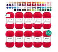 Gründl Cotton Quick Uni Value Pack 10 x 50g Balls (Heavy Duty Long Lasting Wool Easy Care Washable 100% Cotton Yarn 50g/125m - Red 3-4 10 x 50g)