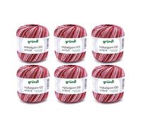 Gründl Crochet Yarn 100 Plain (Mercerised Cotton Yarn for Crocheting, 100% Cotton, 100 g/566 m), Wine Red/White