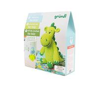 gründl Dino Dieter Crochet Set, 15 cm, 7 Pieces, Creative Set, Crochet, Sewing, Sewing Set, Craft Set