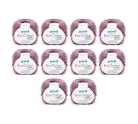 Gründl Eco Cotton Wool - Wool for Crochet - Wool for Knitting - Crochet Yarn - Soft and Skin Friendly - 100% Organic Cotton - 10 Balls 50 g / 105 m - Needle Size 3.5-4.5 - Mauve
