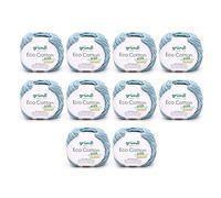 Gründl Eco Cotton Wool - Wool for Crochet - Wool for Knitting - Crochet Yarn - Soft and Skin Friendly - 100% Organic Cotton - 10 Balls 50 g / 105 m - Needle Size 3.5-4.5 - Blue