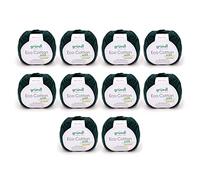 Gründl Eco Cotton Wool (Yarn Made from 100% Organic Cotton, Oeko-Tex® Certified, Easy Care & Washable, 50 g/105 m, Needle Size: 3.50-4.50 mm, 10 x 50 g), Dark Green
