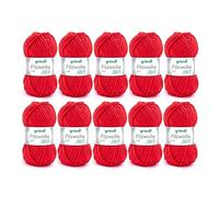 Gründl felting wool uni (wool for felting, knitting and crocheting, yarn made from 100% pure new wool, 50 g / 50 m, needle size: 8-9, 10 x 50 g), signal red