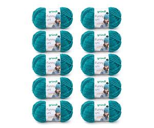 Gründl Funny Plain Soft Chenille Wool for Crocheting, Chenille Yarn Made of 100% Polyester, 10 Balls (100 g/120 m, Needle Size: 5-6), Petrol