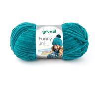 Gründl Funny Plain Wool - Soft Chenille Wool for Crocheting - Cuddly and Skin-Friendly - 100% Polyester - 1 Ball 100 g / 120 m - Needle Size 5-6 - Petrol