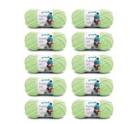Gründl Funny Plain Wool - Soft Chenille Wool for Crocheting - Cuddly and Skin-Friendly - 100% Polyester - 10 Balls 100 g / 120 m - Needle Size 5-6, Light Green