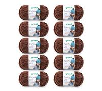 Gründl Funny Plain Wool - Soft Chenille Wool for Crocheting - Cuddly and Skin-Friendly - 100% Polyester - 10 Balls 100 g / 120 m - Needle Size 5-6, Brown