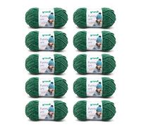 Gründl Funny Plain Wool - Soft Chenille Wool for Crocheting - Cuddly and Skin-Friendly - 100% Polyester - 10 Balls 100 g / 120 m - Needle Size 5-6, Dark Green