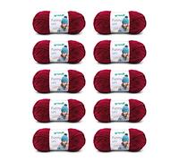 Gründl Funny Plain Wool - Soft Chenille Wool for Crocheting - Cuddly and Skin-Friendly - 100% Polyester - 10 Balls 100 g / 120 m - Needle Size 5-6, Bordeaux