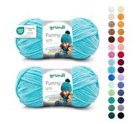 Gründl Funny Plain Wool - Soft Chenille Wool for Crocheting - Cuddly and Skin-Friendly - 100% Polyester - 2 Balls 100 g / 120 m - Needle Size 5-6, Turquoise