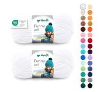 Gründl Funny Plain Wool - Soft Chenille Wool for Crocheting - Cuddly and Skin-Friendly - 100% Polyester - 2 Balls 100 g / 120 m - Needle Size 5-6, White