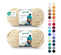 Gründl Funny Plain Wool - Soft Chenille Wool for Crocheting - Cuddly and Skin-Friendly - 100% Polyester - 2 Balls 100 g / 120 m - Needle Size 5-6, Beige