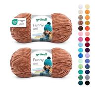 Gründl Funny Plain Wool - Soft Chenille Wool for Crocheting - Cuddly and Skin-Friendly - 100% Polyester - 2 Balls 100 g / 120 m - Needle Size 5-6, Light Brown