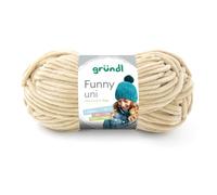 Gründl Funny Plain Yarn - Soft Chenille Crochet Wool - Cuddly and Skin-Friendly - 100% Polyester - 1 Ball 100g / 120m - Needle Size 5 - 6 - Beige