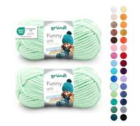 Gründl Funny Plain Yarn - Soft Chenille Yarn for Crochet - Fluffy and Skin-Friendly - 100% Polyester - 2 Balls 100g / 120m - Needle Size 5-6 - Pastel Green