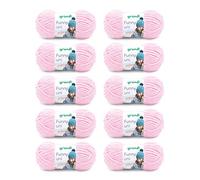 Gründl Funny uni knitting & crochet yarn (velvety chenille yarn made of 100% polyester, 100 g / 120 m, needle size: 5-6, 10 x 100 g), pastel pink