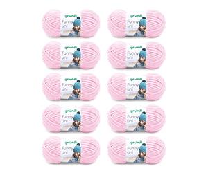 Gründl Funny uni knitting & crochet yarn (velvety chenille yarn made of 100% polyester, 100 g / 120 m, needle size: 5-6, 10 x 100 g), pastel pink