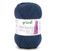 Gründl Hots Socks Merino Plain, 4-Ply Sock Wool, 50 g / 200 m, 75% Virgin Wool (Merino, Superwash), 25% Polyamide, Mulesing-Free, Oeko-Tex Standard, (21 Midnight Blue)