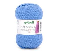 Gründl Hots Socks Merino Plain, 4-Ply Sock Wool, 50 g / 200 m, 75% Virgin Wool (Merino, Superwash), 25% Polyamide, Mulesing-Free, Oeko-Tex Standard, (19 Denim Blue)