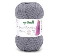 Gründl Hots Socks Merino Plain, 4-Ply Sock Wool, 50 g / 200 m, 75% Virgin Wool (Merino, Superwash), 25% Polyamide, Mulesing-Free, Oeko-Tex Standard, (12 Steel Grey)