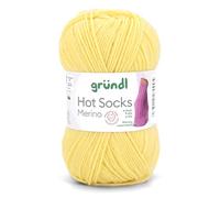 Gründl Hots Socks Merino Plain, 4-Ply Sock Wool, 50 g / 200 m, 75% Virgin Wool (Merino, Superwash), 25% Polyamide, Mulesing-Free, Oeko-Tex Standard, (14 Lemon Yellow)