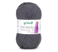 Gründl Hots Socks Merino Plain, 4-Ply Sock Wool, 50 g / 200 m, 75% Virgin Wool (Merino, Superwash), 25% Polyamide, Mulesing-Free, Oeko-Tex Standard, (13 Anthracite)