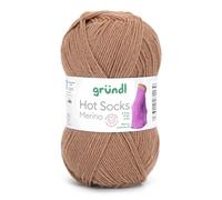 Gründl Hots Socks Merino Plain, 4-Ply Sock Wool, 50 g / 200 m, 75% Virgin Wool (Merino, Superwash), 25% Polyamide, Mulesing-Free, Oeko-Tex Standard, (23 Camel)