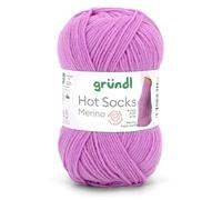 Gründl Hots Socks Merino Plain, 4-Ply Sock Wool, 50 g / 200 m, 75% Virgin Wool (Merino, Superwash), 25% Polyamide, Mulesing-Free, Oeko-Tex Standard, (17 Orchid)