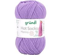 Gründl Hots Socks Merino Plain, 4-Ply Sock Wool, 50 g / 200 m, 75% Virgin Wool (Merino, Superwash), 25% Polyamide, Mulesing-Free, Oeko-Tex Standard, lilac, M